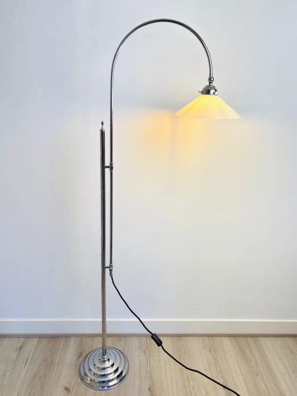 original Lámpara de pie cromada Art Déco/de mediados de siglo, 1960